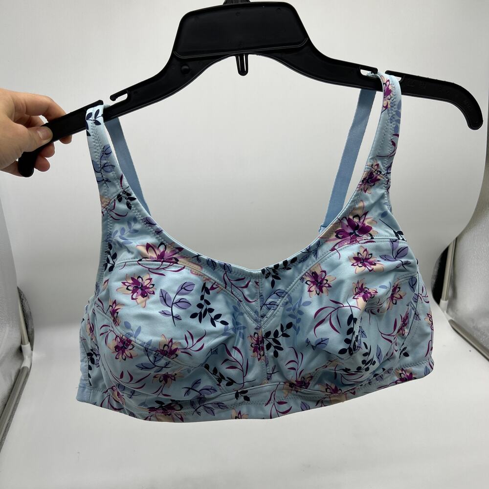 Breezies Underwire Print or Solid Support Bra Blue Floral, 44 В